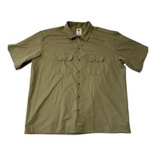 Dickies Button-Up Shirt Mens Size 2XL Tan/Sand Short Sleeve Work Wear