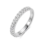 2/3mm Round Moissanite Half Eternity Band Engagement Ring 18K White Gold Plated