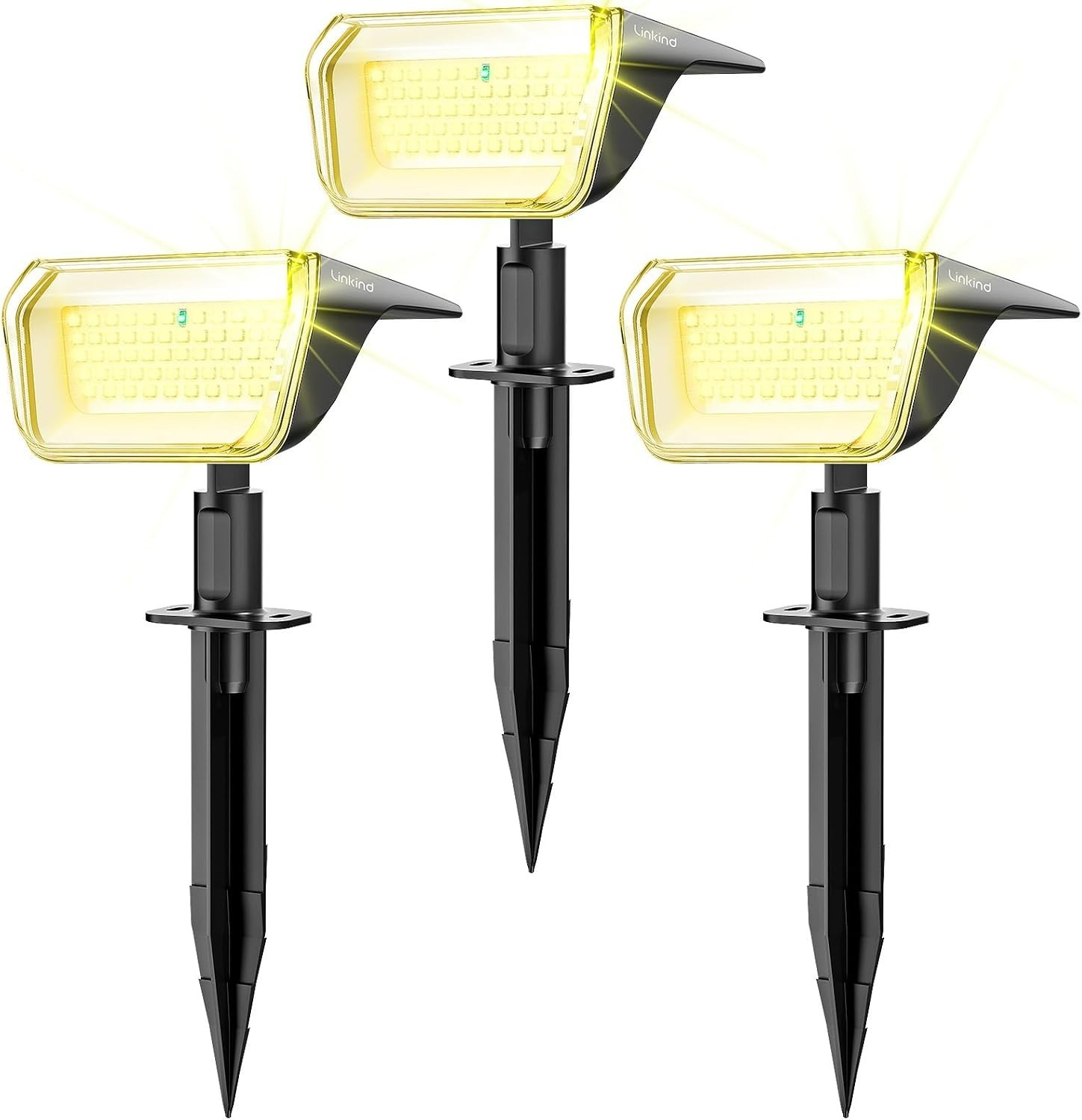 Linkind Solar Garden Spot Lights 3 Pack Outdoor IP67 Warm White Dusk to Dawn