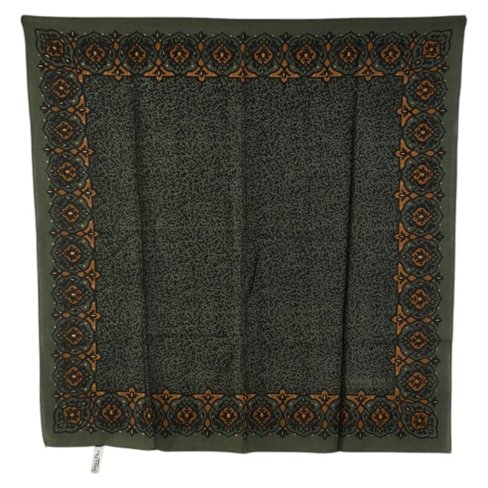 Dior    Foulard en soie verte authentique