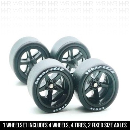 1/64 Scale 5 SPOKE v7 Staggered Real Rider Wheels Rims Tire Set for Hot - Picture 32 of 35