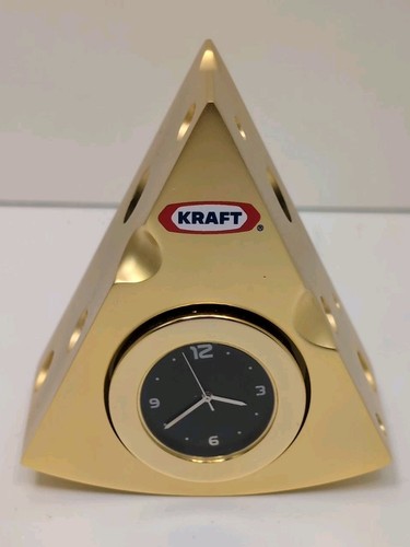 RARE Kraft Cheese Wedge Metal Desk Clock Promotional Advertising Collectible HTF