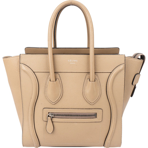 Celine Taupe Leather Luggage Handbag Bag