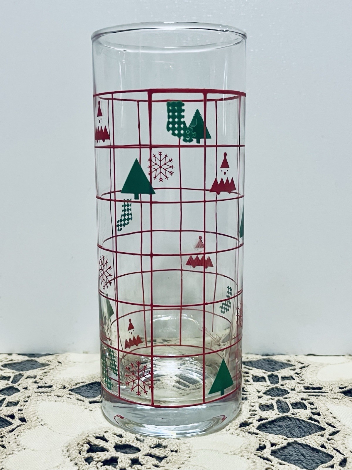 Vintage PANACHE BY DEMA Christmas Glasses Holiday Tall Tumblers  Set 4