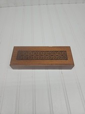 Vintage Wood Trinket Box Rectangular 8.5 Inches Long 3 Inches Wide