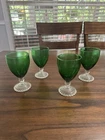 Anchor Hocking Forest Green “Boopie” Bubble Footed 1950’s Water Goblet SET OF 4