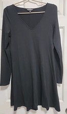 Express Black V-Neck A-Line Knee Length Dress ~ Medium