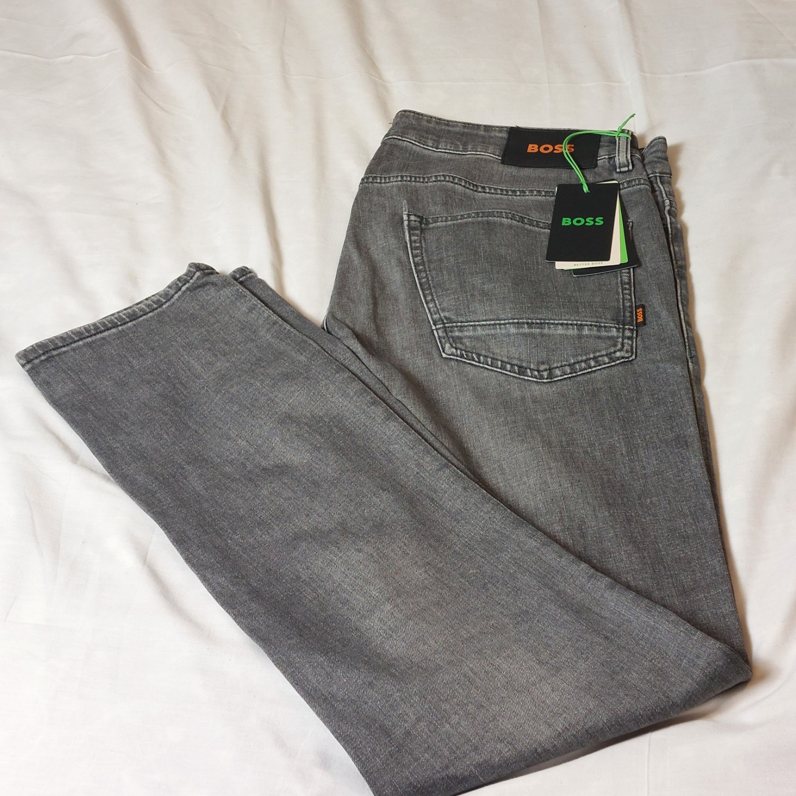 HUGO BOSS Men's Delaware Stretch Straight Medium Grey Jeans W36 L34