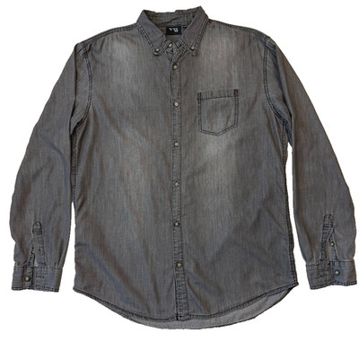 VRS Man (Denmark Brand) Gray 100% Cotton Long Sleeve Button Down Shirt, XL 43/44