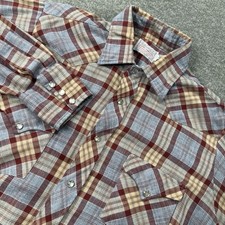 Vtg H Bar C Ranchwear Western Plaid Pearl Snap Shirt Made In Usa 15x34 Cowboy