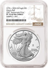 2026 W 250th Anniversary Privy Proof Silver Eagle NGC PF 70 UC, Brown Presale