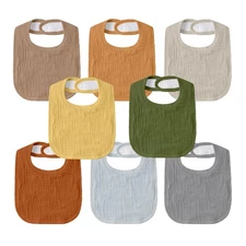 GLLQUEN BABY Muslin Drool Bibs for Boys Girls 8 Pack, Adjustable Baby Bibs for