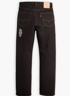 NWT Stussy X Levi s Crispy Rinse Jeans Black/White Embroidered Ltd Size 36/30 