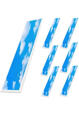 6 Pack 1 * 4FT 4800LM LED Flat Panel Light 0-10V Dimmable Flat Blue Sky & Clouds