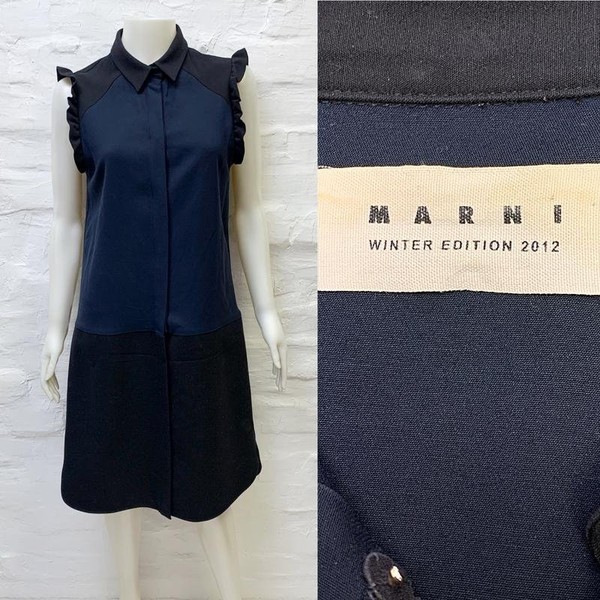 Women Marni Dress Navy Wool 40