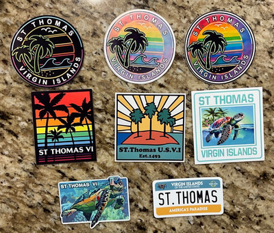 St Thomas Caribbean Virgin Islands Custom Stickers Vacation Cruise Island Tropic