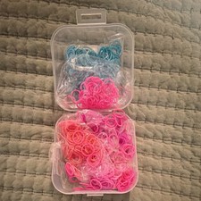 Pink Blue Rubber Hair Ties or Rainbow Loom Bracelets