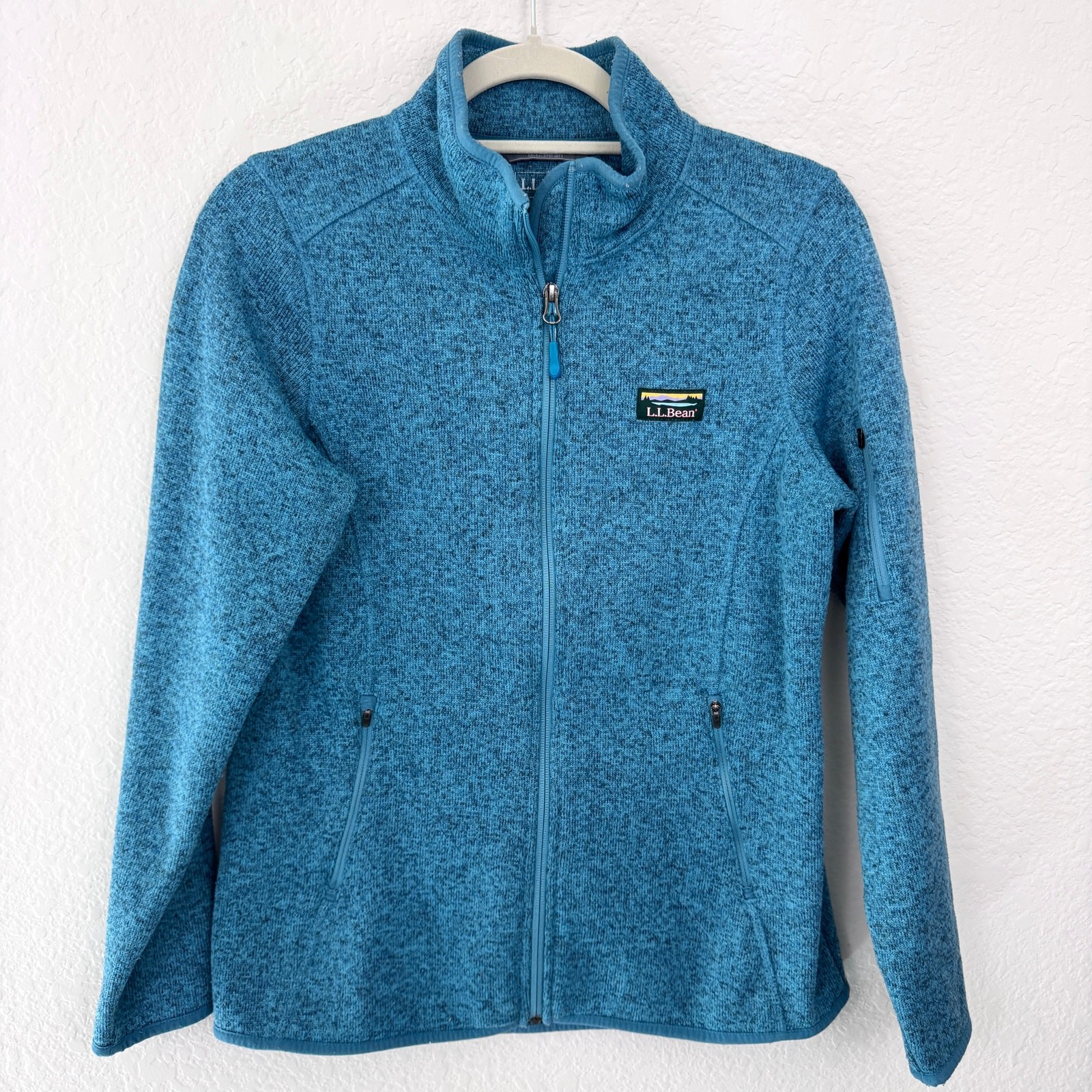 LL Bean Women Sweater Fleece Full Zip Jacket Active Outdoor Gorpcore Size M Teal