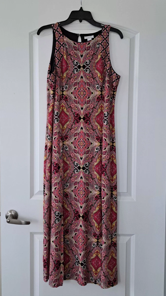 women's london times floral print sleeveless v-neck flowy maxi dress Long Womens London Times Casual Sleeveless Dresses, Clothing