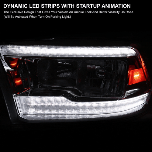 Fits 2009-2024 Dodge Ram 1500 2500 3500 Switchback LED Strip Headlights Lamps - Picture 8 of 12