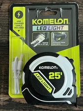 KOMELON LED LIGHT 25' TAPE MEASURE + USB CHARGER CABLE ~ NEW in PACKAGE