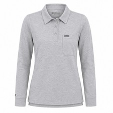 FIGS PRO Technical Pique Long Sleeve Scrub Polo Heather Grey XS medical nurse