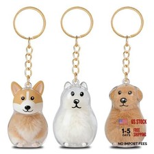 Dog Hair Keychain Keepsake - Memorial Pet Hair Keyring with Dog Model for