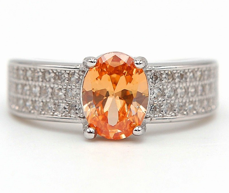 2CT  Padparadscha 925 Sterling Silver Ring Sz 8 U2-6