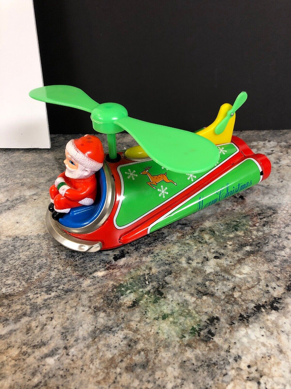 1970's MASUDAYA MODERN TOYS (Japan) Tin SANTA COPTER Christmas Helicopter Toy 1970's MASUDAYA MODERN TOYS (Japan) Tin SANTA COPTER Christmas Helicopter Toy