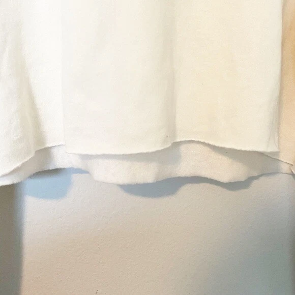 OFF WHITE Felpa con cappuccio Mr. Eatwell Apprezzate You Familiar Crop in crema formaggio taglia Large