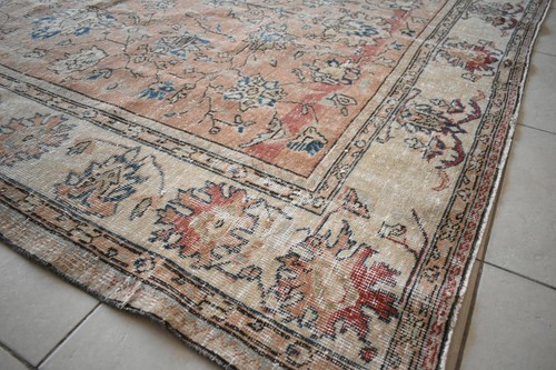 Turkish Rug 8.2x6.5 ft Vintage Rug Faded Oushak Rug Large Living Room Carpet B06 - Picture 10 of 12