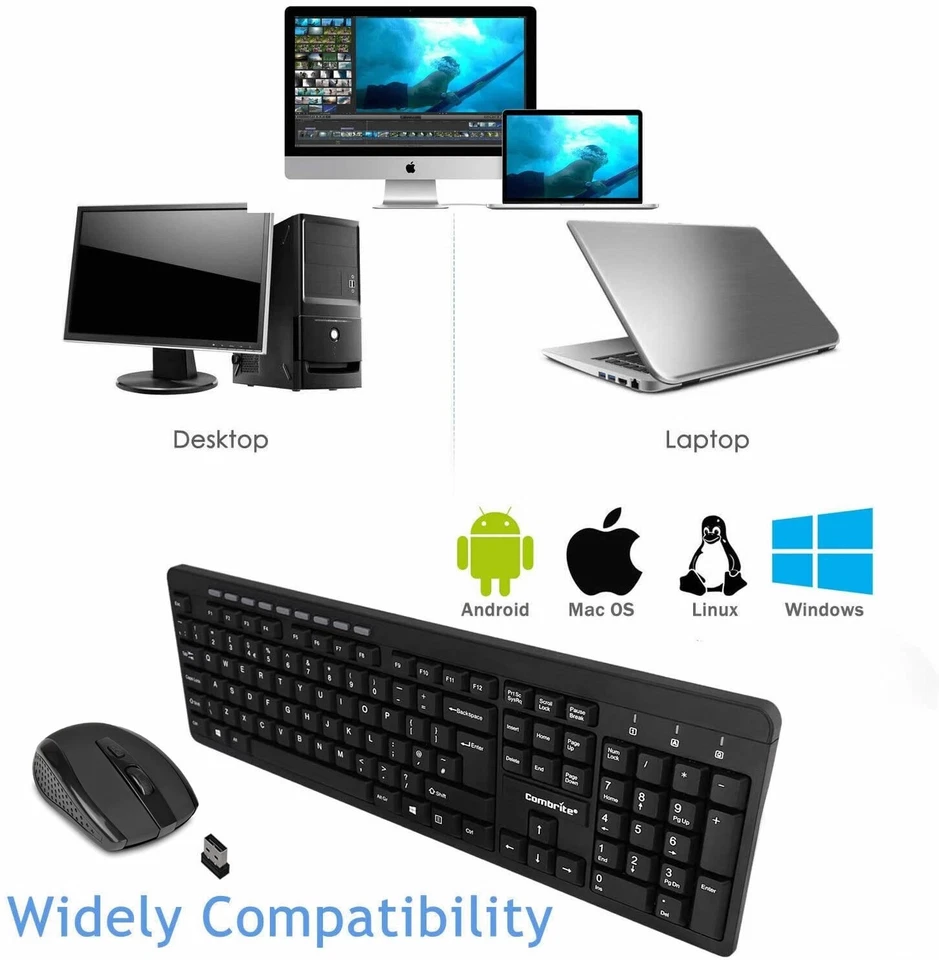 2.4GHz Wireless Keyboard And Mouse Set UK USB Dongle For PC Laptop Full-Size NEW - Image 4 of 4