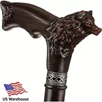 Walking Cane for Men - Carved Wooden Wolf Women Walking Canes - Oak Wood Cane