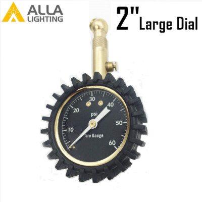 #ad Alla USA Auto Tire Pressure MeterHeavy Duty 60 PSI Copper Tire Pressure Gauge $14.98