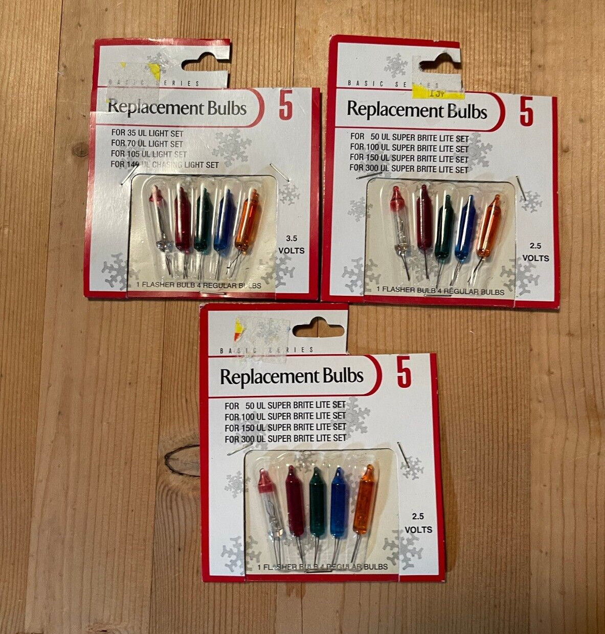 Lot of (3) 5 Count Basic Series Christmas Light Replacement 