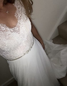 White Rose Wedding Dress A Line Eyelash Lace Embellished Size 12 Fits A Uk10 Ebay