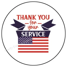THANK YOU FOR YOUR SERVICE ENVELOPE SEALS LABELS PARTY FAVORS STICKERS