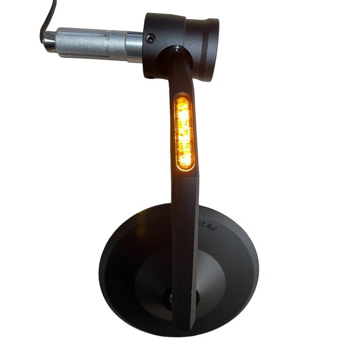 Lenkerendenspiegel Set für Motorradlenker mit LED Blinker E-geprüft rund schwarz - Bild 2 von 3