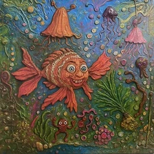 Print on Canvas “Magic Fish” by Serg Graff – 19.5" x 19.5", Limited Edition, COA