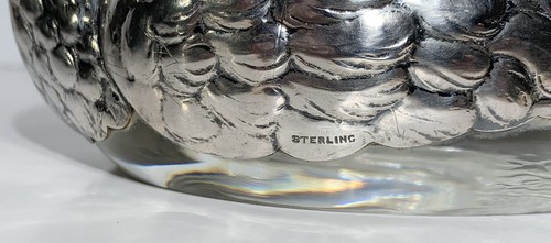 Antique STERLING SILVER & GLASS FIGURAL SWAN BOWL - Picture 5 of 7