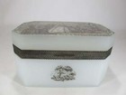 Gorgeous antique engraved opaline box, French, 19th century, signed.