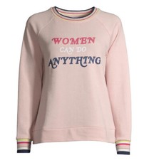 TIME and TRU Pink Sweatshirt Size L 12-14 Front Logo Women Encouragement New