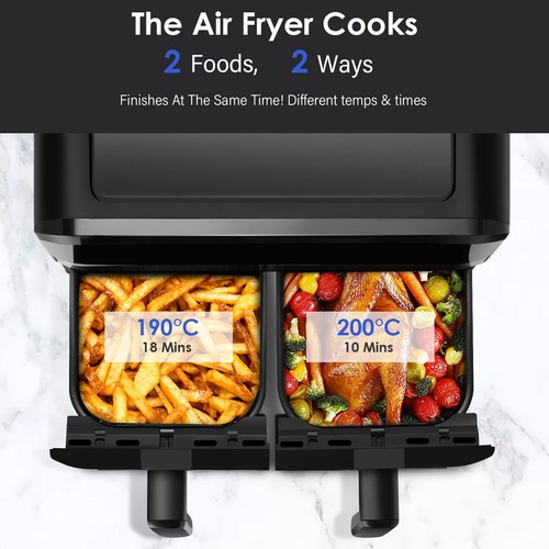 8-in-1 Air Fryer Double Digital Display Rapid Healthy Cooker Dual Basket 9L XXL - Picture 7 of 14