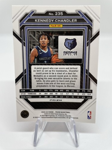Kennedy Chandler '22 Prizm Basketball Rookie Card Pink Ice Memphis Grizzlies - Bild 2 von 2