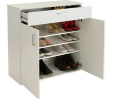 Home Venetia Shoe Storage Cabinet White | Organizer Cupboard for Entryway Shoes
