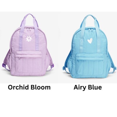 NWT Evsie EMBROIDERED QUILTED BACKPACK Travel Play School Bag PINK or BLUE Girls