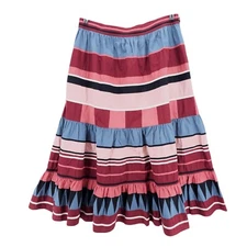ULLA JOHNSON Simi Midi Skirt Tiered Cotton Poplin