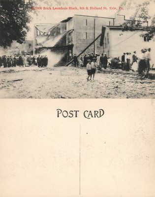 ERIE PA AFTER THE 1915 FLOOD $35,000 BRICK LEEMHUIS BLOCK ANTIQUE POSTCARD