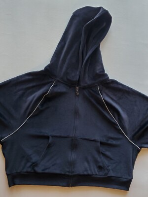 Victoria Secret On Point Women's Black Velour Full Zip Rhinestone