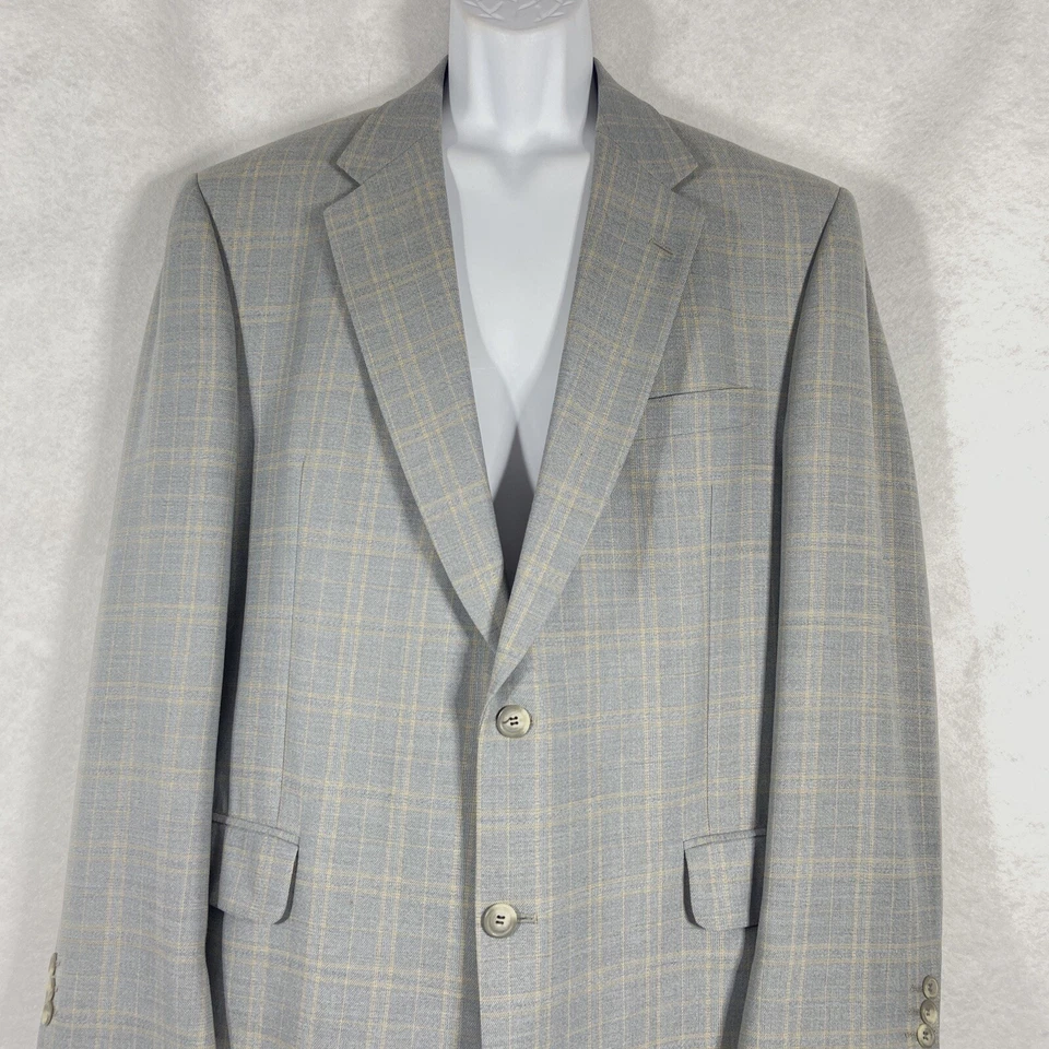 Blazer Coppley Vintage Para Hombre 44R Gris Amarillo Abrigo Deportivo A Cuadros 100% Lana Usado en Excelente Condición Foto 2 de 4